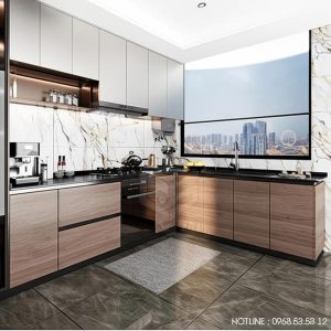 Tủ bếp gỗ MDF cốt xanh chống ẩm Thái Lan phủ Melamine TB08